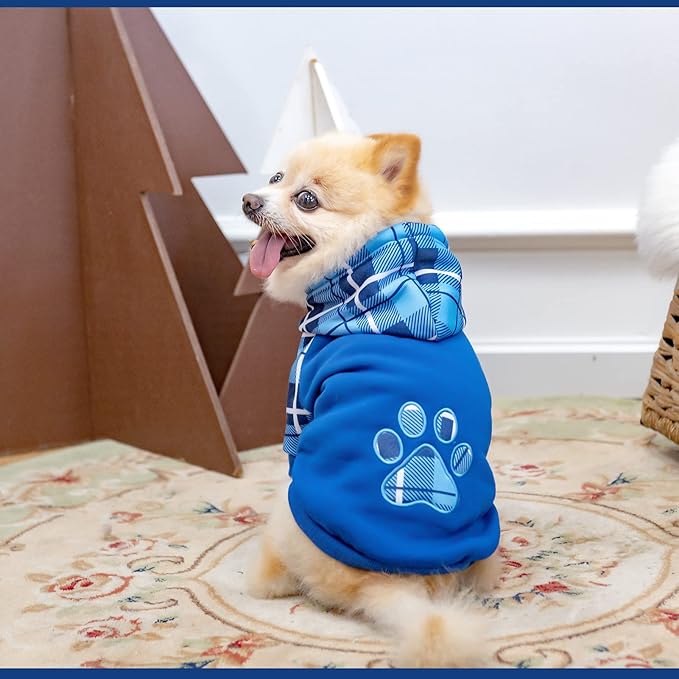 Plaid Dog Hoodie Pet Clothes Sweaters with Hat