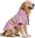 Dog Rain Coat, Waterproof Adjustable Dog Rain Jackets, Reflective Strap Pet Rain Coat with Leash Hole, Hooded Snowproof Windproof Clothes for Small Medium Dog Medium