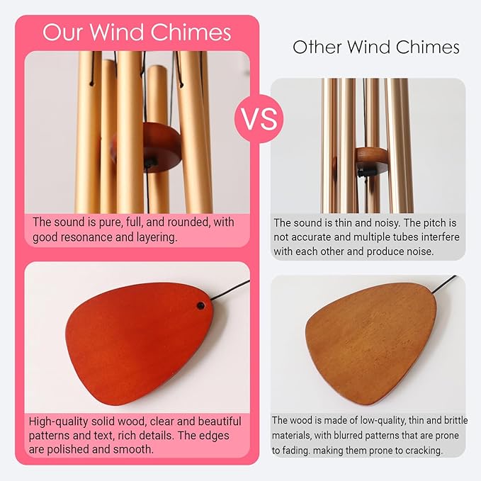 Personalized Pet Memorial Wind Chimes Outside Garden Decor, 32 inch 37 inch Large-Sized Wind Chimes, Custom Sympathy Gift for Loss of Dog Cat (Golden)