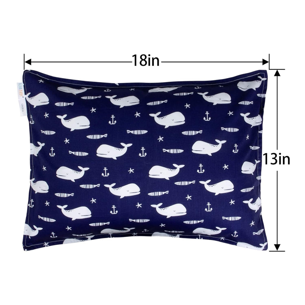 ALVABABY Toddler Pillowcases 2 Pack Organic Cotton Kids Pillow Cover Fit 13"x 18" or 12"x16" Envelope for Girl Boy Sleepy Travel