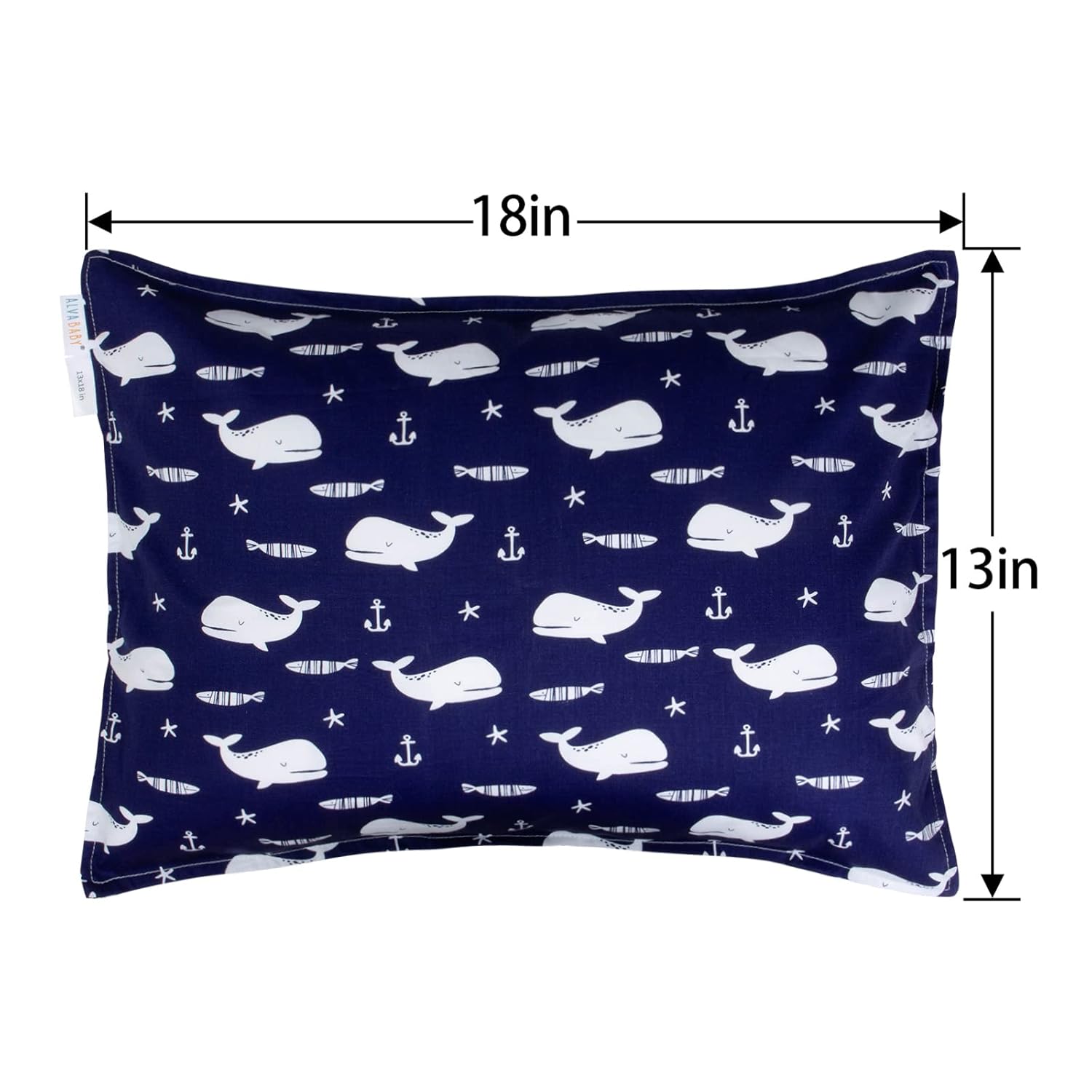 ALVABABY Toddler Pillowcases 2 Pack Organic Cotton Kids Pillow Cover Fit 13"x 18" or 12"x16" Envelope for Girl Boy Sleepy Travel
