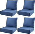 6" Thick Outdoor Cushions 22x24x6, 4-Set Deep Seat Patio Cushions with Removable Cover, Waterproof & Fade Resistant Replacement for Wicker Chair, Loveseat, Sofa - Blue