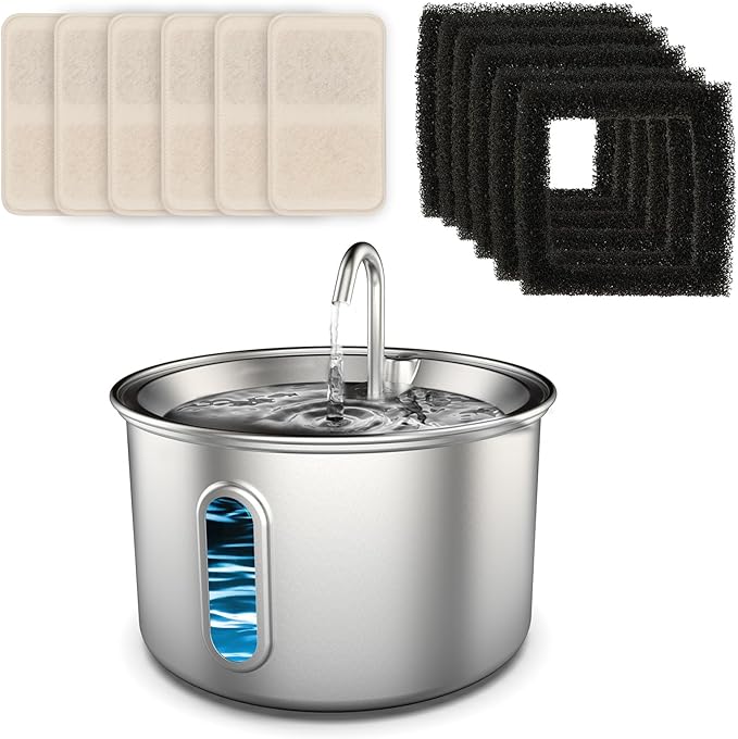 6 Packs Replacement Filters for Cat Water Fountain, Filters & Sponges with Activated Carbon, Ion Exchange Resin, Compatible with Automatic Water Fountain