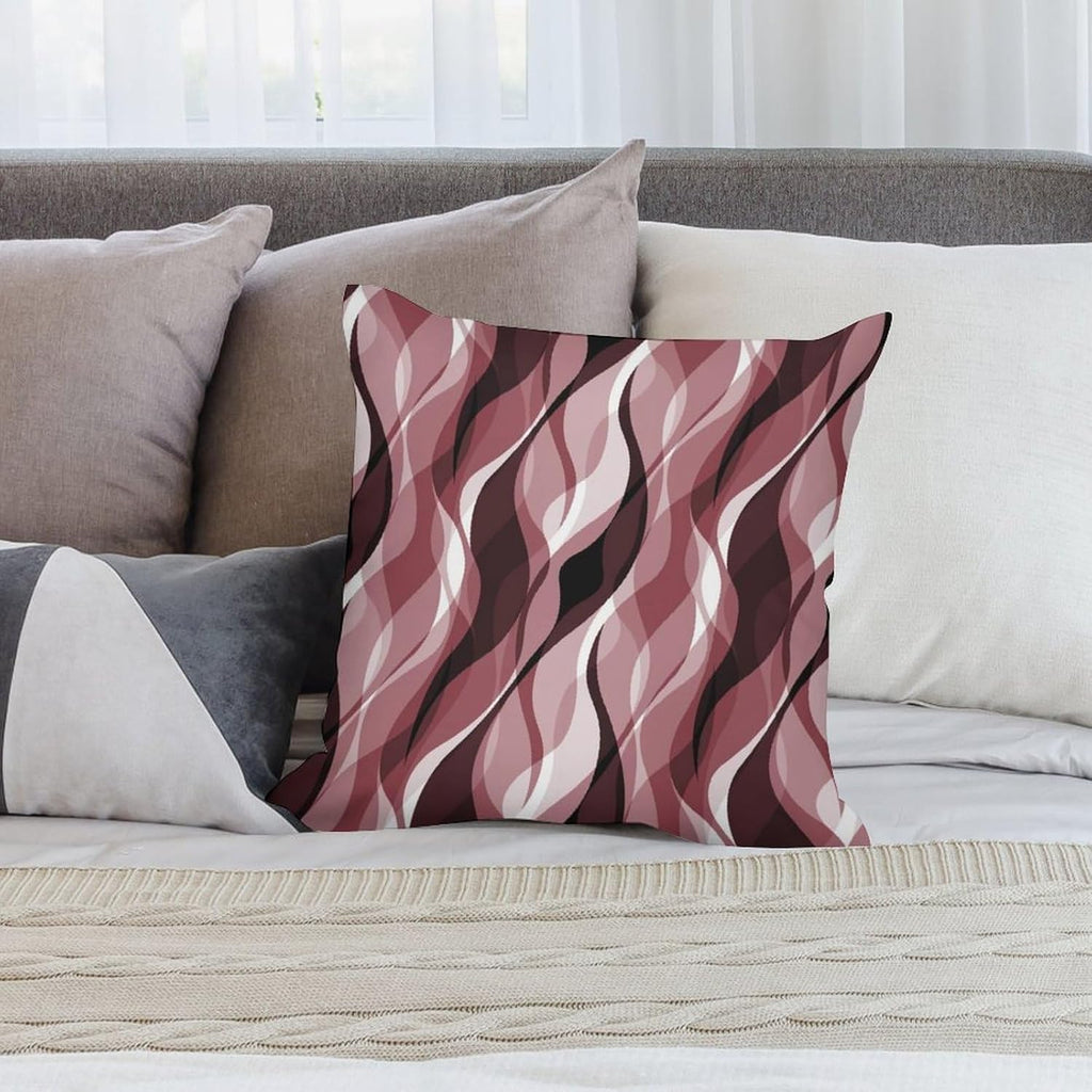 Burgundy Throw Pillow Covers Modern Abstract Ombre Burgundy Striped Decorations for Bedroom Living Room Farmhouse Sofa Pillows Bed Couch 12x12 Inch