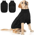 Queenmore Dog Sweater Large Size,Warm Dog Sweaters for Big Dogs,Chunky Knitted Doggy Sweater for Extra Large Dogs Boy Girl, Big Doggie Turtleneck Winter Outfit (Black,2XL)