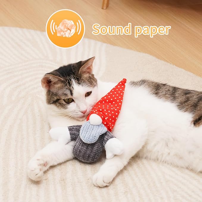 Catnip Toys for Indoor Cats, Paper Sounds 3PCS Plush Rope Cat Chew Toys, Bite Resistant Teething Interactive Catnip Filled Kitten Toy Soft Pet Toy