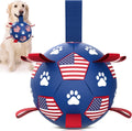 QDAN Dog Toys Soccer Ball with Straps, Durable Balls for Large Dogs, Beach Pool Dog Water Toy, Puppy Dog Birthday Gifts (8 Inch)
