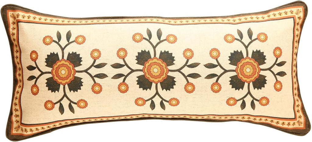 Brown Throw Pillow Covers Set of 1,Floral Farmhouse Linen Accent Pillows Cover for Couch Throw Pillows Case,Decorative Lumbar Pillows for Couch Sofa Bed Chair Cushion Covers 12"x20"