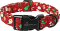 ARING PET Christmas Dog Collar Cute Santa Claus Dog Collar, Adjustable Cotton Red Dog Collars Puppy Collar for Small Medium Large Boy and Girl Dogs