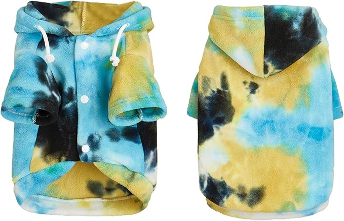 Mklhgty Tie Dye Dog Hoodie, Winter Coat for Small Dogs - Ultra-Soft Adjustable Warm Hood, Breathable Comfort Fabric for Daily Use