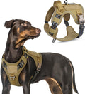 rabbitgoo Tactical Dog Harness for Large Dogs, No Pull Military Service Vest with Handle & Molle, Easy Control for Training Walking, Adjustable Reflective Straps, Brown, L