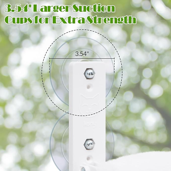 keny Foldable Cat Window Perch with 4 Larger Suction Cups, Cordless Window Bed with Reversible Cover for Cats Inside, White