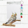 Bird Mirror Toy with Perch Stand, Parrot Parakeet Mirror with Bird Swing Bell Toys, Bird Cage Accessories, Suitable for Parakeet Cockatiel Conure Lovebirds - 7.9 × 6.3 Inch