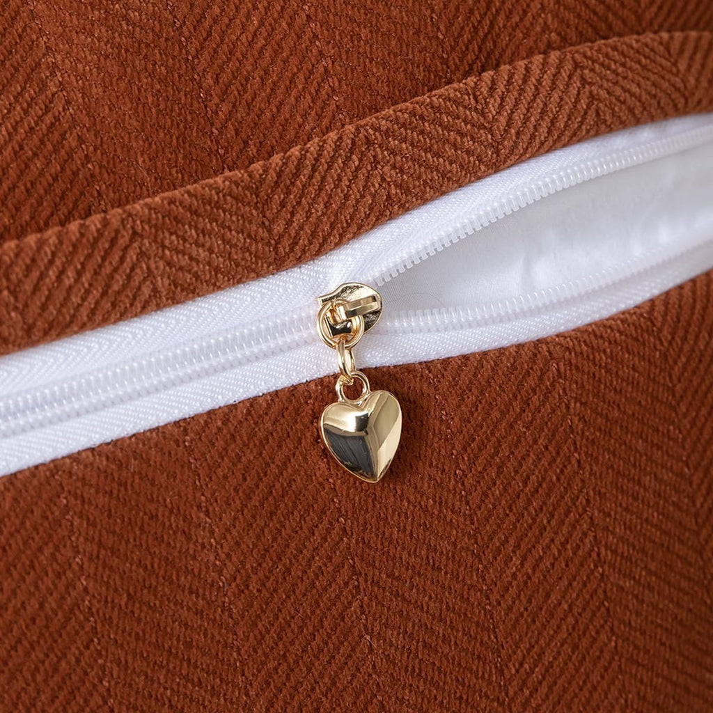 Set of 2 Decorative Fringe Throw Pillow Covers Chenille Pillow Covers Elegant Design Pillowcase Soft Tassels Cushion Cover for Couch Bed Home Decor,12×20 Inch,Rust