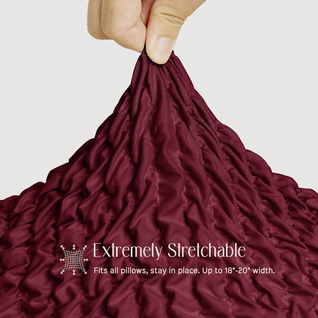 Throw Pillow Covers 18x18 Inch Solid Stretch Flexible Size Decorative Pillow Covers 20x20 Inch with Hidden Zipper Farmhouse Square Cushion Case for Couch Sofa Bed (Pack of 1, Burgundy)