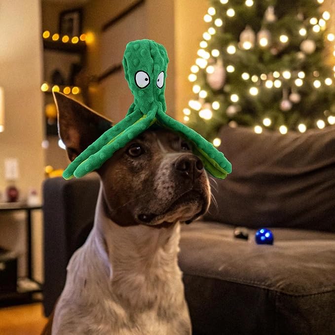 HGB Squeaky Dog Toys - Octopus No Stuffing Crinkle Plush Large Dog Toys to Keep Them Busy for Puppy Teething Chewing, Pet Supplies for Small, Medium, and Large Breeds, 2 Pack