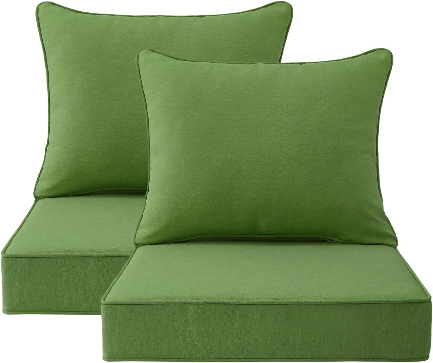 Outdoor Patio Chair Cushions Set, 24" x 24", Set of 2, Water-Repellent, Fade Resistant, Deep Seat Bottom and Back Cushion for Backyard, Couch, Sofa and Patio Furniture, Lawn Green