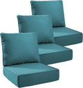 6" Thick Outdoor Cushions 24x24x6, 3-Set Deep Seat Patio Cushions with Removable Cover, Waterproof & Fade Resistant Replacement for Wicker Chair, Loveseat, Sofa - Peacock Green
