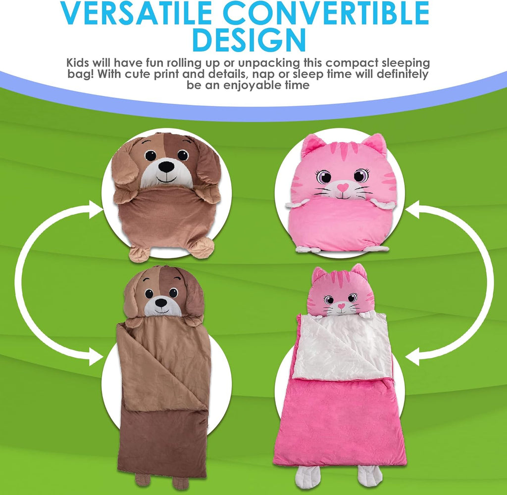 Kid's Nap Buddies Character Preschool Nap Mat, Toddler Sleeping Bag with Pillow for Daycare, Ages 3+