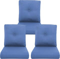 Outdoor Chair Cushions 3 Packs - Outside High Back Thick Water-Resistant Cushion 22x24 with Zipper Cover for Patio Glider Rocking Chairs Loveseat Couch – Blue/Buckle