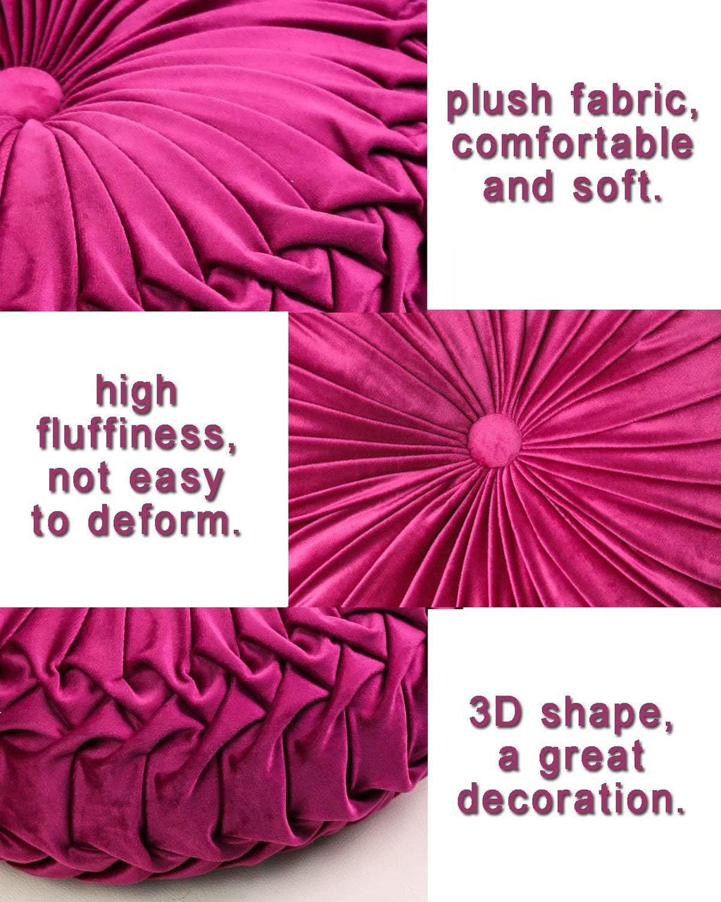 HLOVME Throw Pillow for Couch Decorative 3D Pumpkin Round Velvet Cushion for Sofa Bed Chair Floor 15"X15", Dark Purple