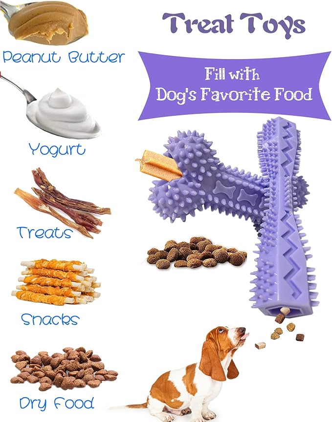 4 Pack Puppy Toys for 2-8 Months Puppies Cute Purple Teething Toys Soft Durable Interactive Chew Toy for Small Dogs