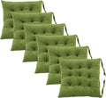 6 Pack Square Seat Cushion Chair Pads for Kitchen Dining Chairs, Soft Comfort Velvet Chair Mat Pillow Cushions with Ties for Office Desk Living Room Tatami 15.5", Green