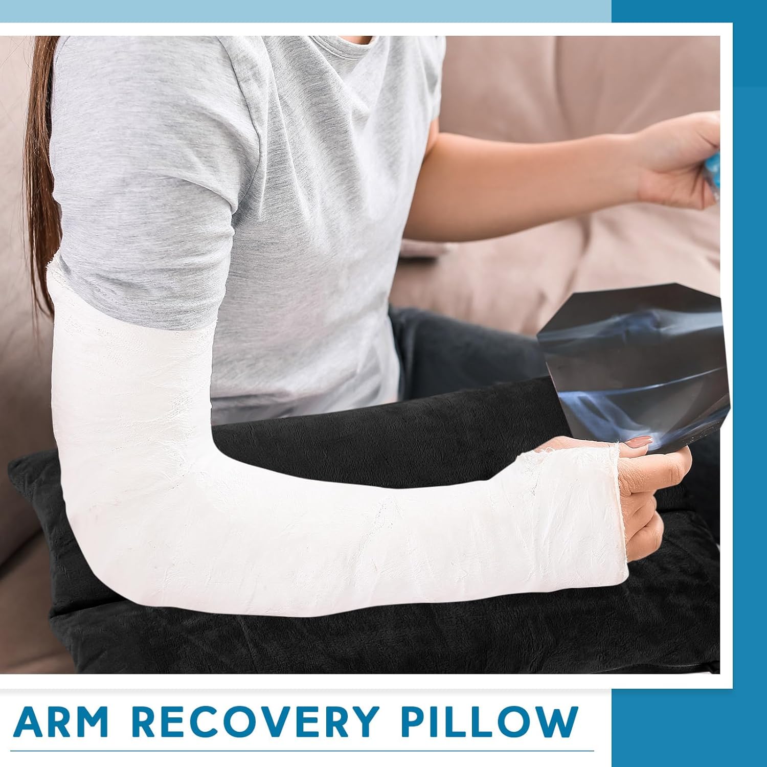Soaoo Arm Pillows for Adults Pain Relief for Arm Pain Broken Post Surgery Soft Rest Support Pillow Leg Injury(Black)