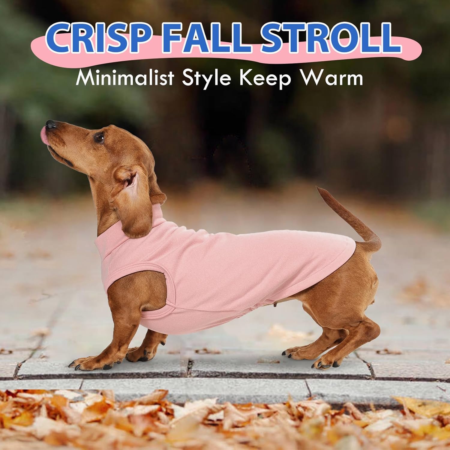 Stretch Fleece Dog Sweater - Pink, L - Pullover Sleeveless Vest | Warm Stretchable Sweatshirt, Lightweight Breathablefor for Outdoor Movement,Dachshund,French Bulldog