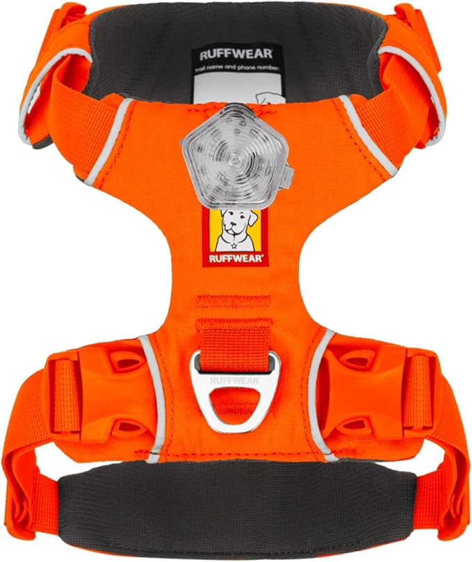 Ruffwear, Front Range Dog Harness, Reflective Soft Padded Everyday Harness with Dual Leash Clips, Adjustable and Lightweight Fit for Training or Walking for All Dogs, Blaze Orange, XX-Small