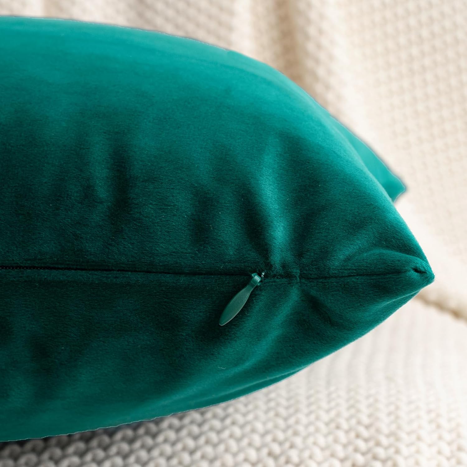 HWY 50 Teal Velvet Rectangular Throw Pillow Covers 12x20 Inch, Pack of 2 Soft Cozy Solid Decorative Luxury Cushion Cases for Couch Sofa Bed Living Room Bedroom