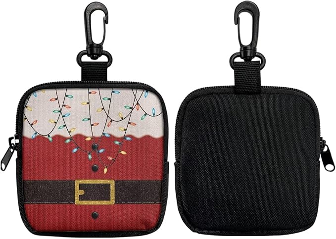 KEIAHUAN Christmas Lights Dog Treat Pouches for Pet Training Hands-Free Dog Treat Bag with Zipper Closure Dog Trainer Essentials Supplies, Small Coin Purse