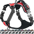 VIVAGLORY Dog Harness Easefit No Pull Dog Harness with Front Clip & Handle for Lifting Training, Adjustable Padded No-Pull Anti Pull Easy On for Puppy & Pet, M, Red