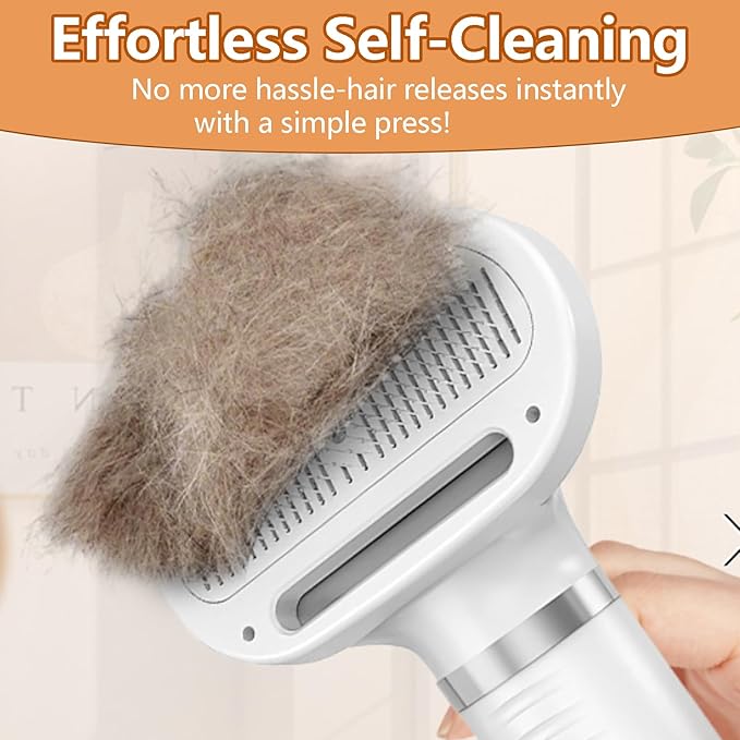 6 in 1 Dog Cat Steam Brush with Dryer - Pet Grooming Spray Brush for Shedding, Drying, Massaging, Deodorizing, Self-Cleaning - Includes Leave-In Pet Hair Care Solution - Easy to Use & Store Hide translation