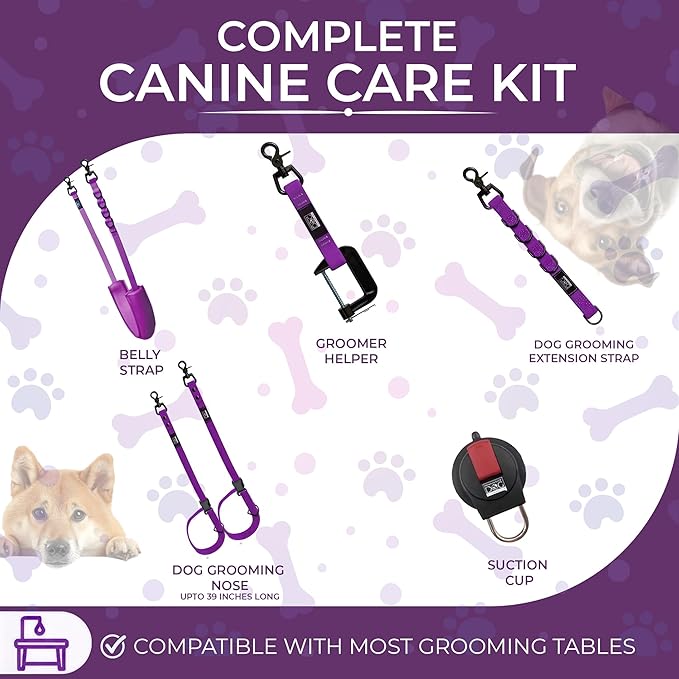 45" Dog Grooming Table with Set of 6 Grooming Loops for Dog Groomers Bundle - Adjustable Height Grooming Table 300lb, Dog Grooming Table Arm with Adjustable Dog Grooming Loops - Dog Grooming Supplies