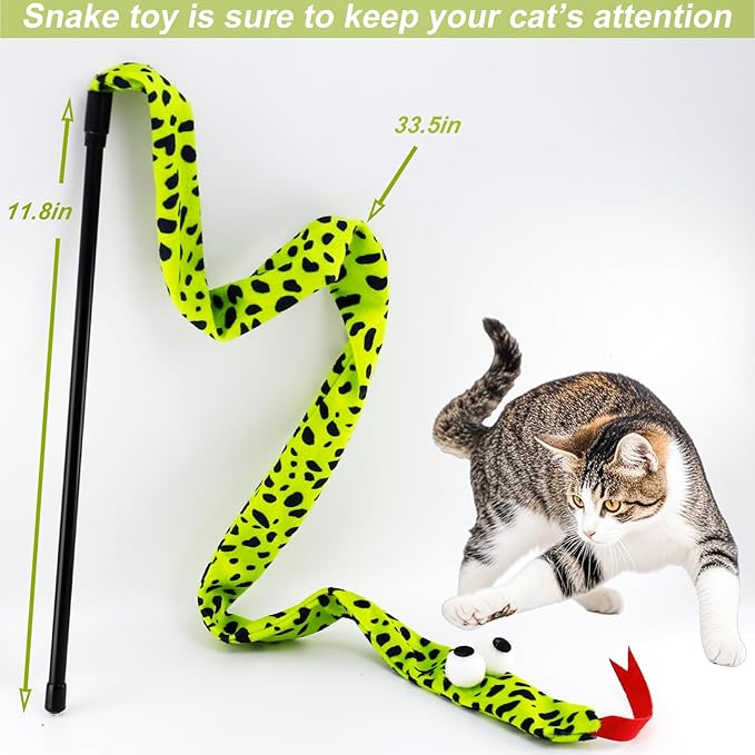 Interactive Cat Toy Wand with Catnip Mouse, Cat Teaser Wand Rainbow String for Bored Indoor Adult Cats and Kittens (8 Pack)