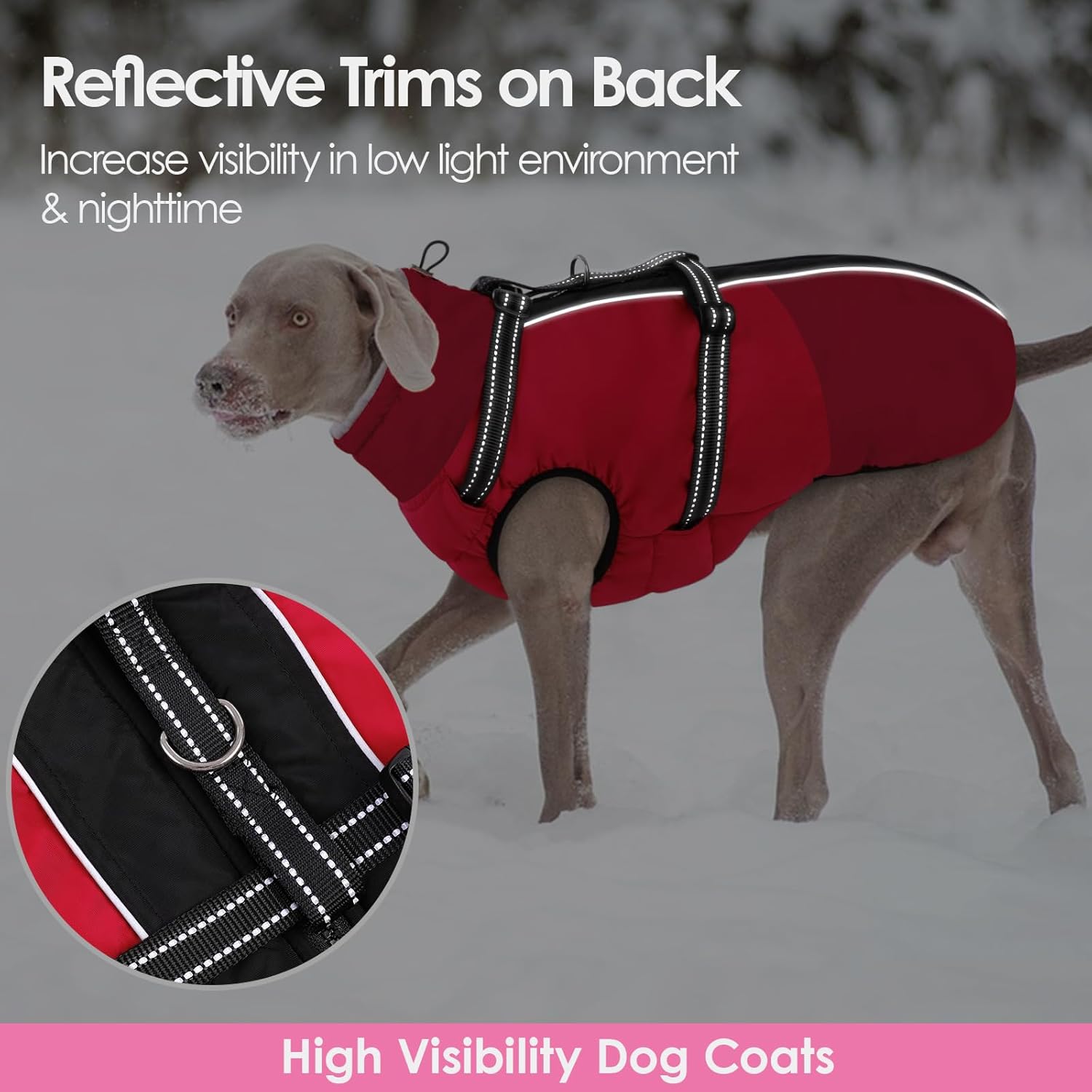 AOFITEE Dog Coat for Small Dogs, Warm Dog Winter Jacket with Harness Built in, Waterproof Small Winter Coat Dogs Reflective Cold Weather Coats for Chihuahua, Yorkshire, Red XS
