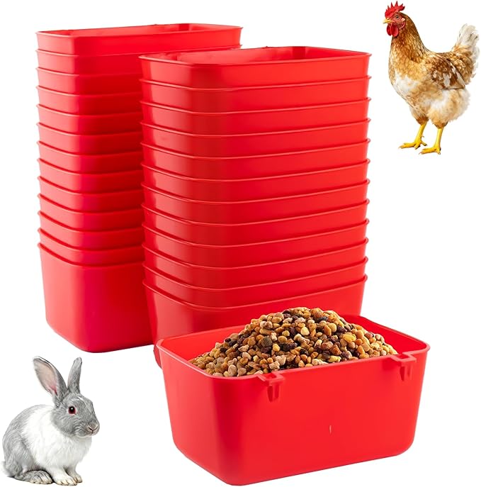 26 PCS Chicken Feeder Cups, 18 OZ Cage Cups for Chickens, Hanging Rabbit Feeder Waterer Cups, Plastic Birds Feeders for Pet Bunny Gamefowl Poultry Parrot