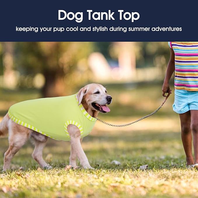 IECOii 2 Pack Summer Dog Shirt | Stretchy Fade-Resistant Fabric, Machine Washable Convenient,Home & Outdoor Clothes Fit for Medium Breeds, Pink+Green, XL