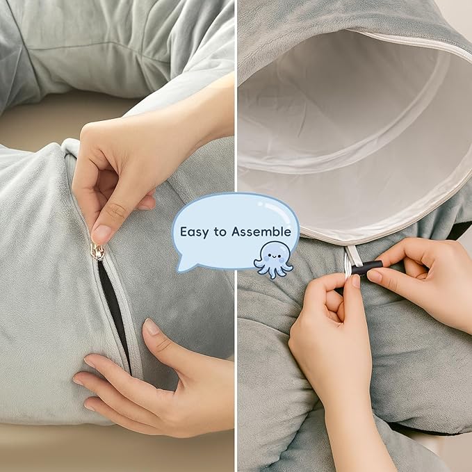 Cat Tunnel Bed for Indoor Cats, Peekaboo Cat Cave Bed,Soft Cat Donut Tunnel for Kitten Large Cats, Cute Green Octopus Shaped