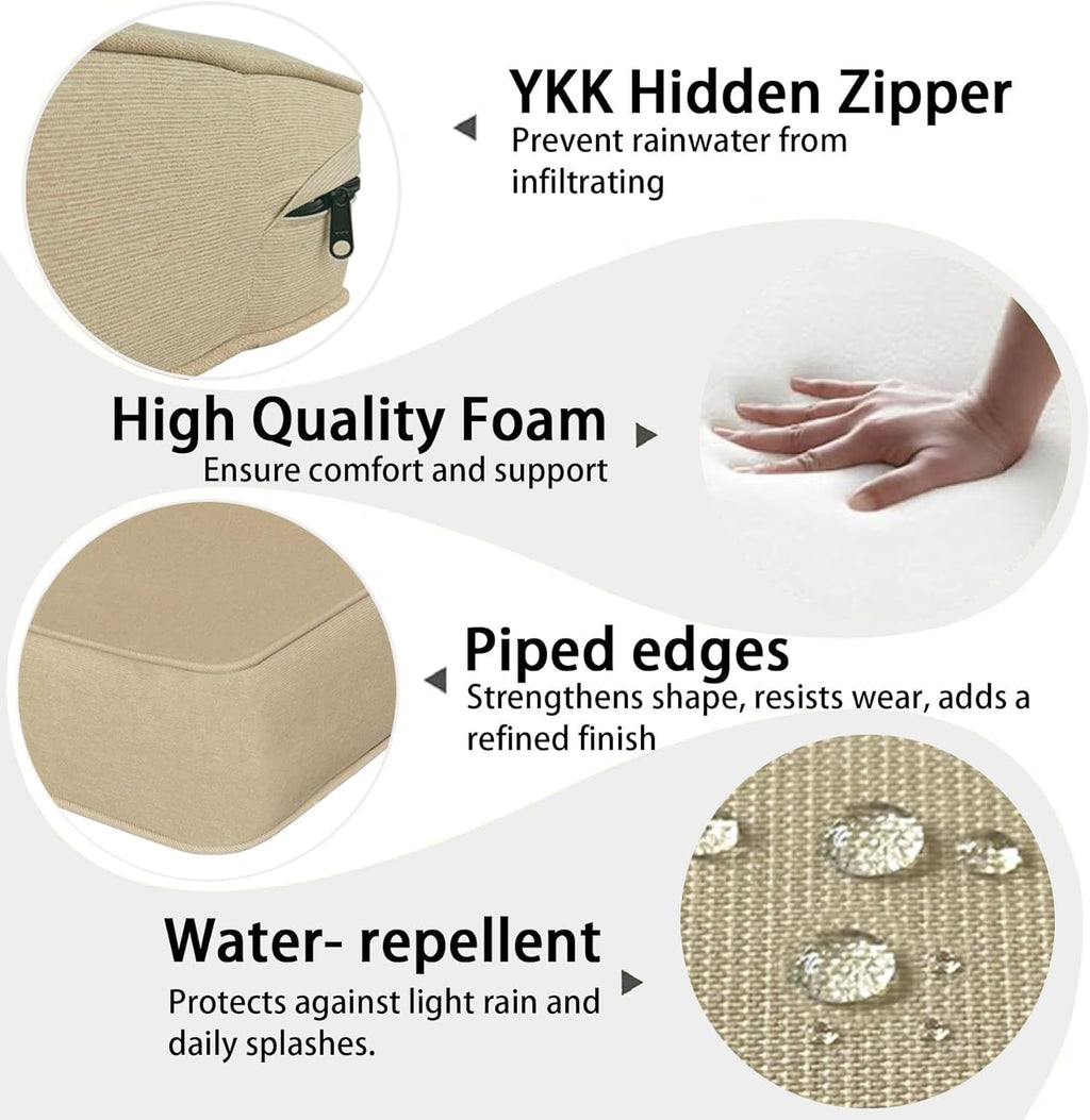 Outdoor 22x24 Inch Deep Seat Patio Cushion Set Outdoor Chair Cushions with Fade Resistant and Removable Cover for with Most Patio Furniture and homedepot Furniture Beige 2Sets