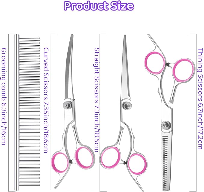 8-in-1 Dog Grooming Scissors Set with Stainless Steel Professional Ergonomic Grooming Scissors for Dogs at Home Perfect for Small and Large Dogs