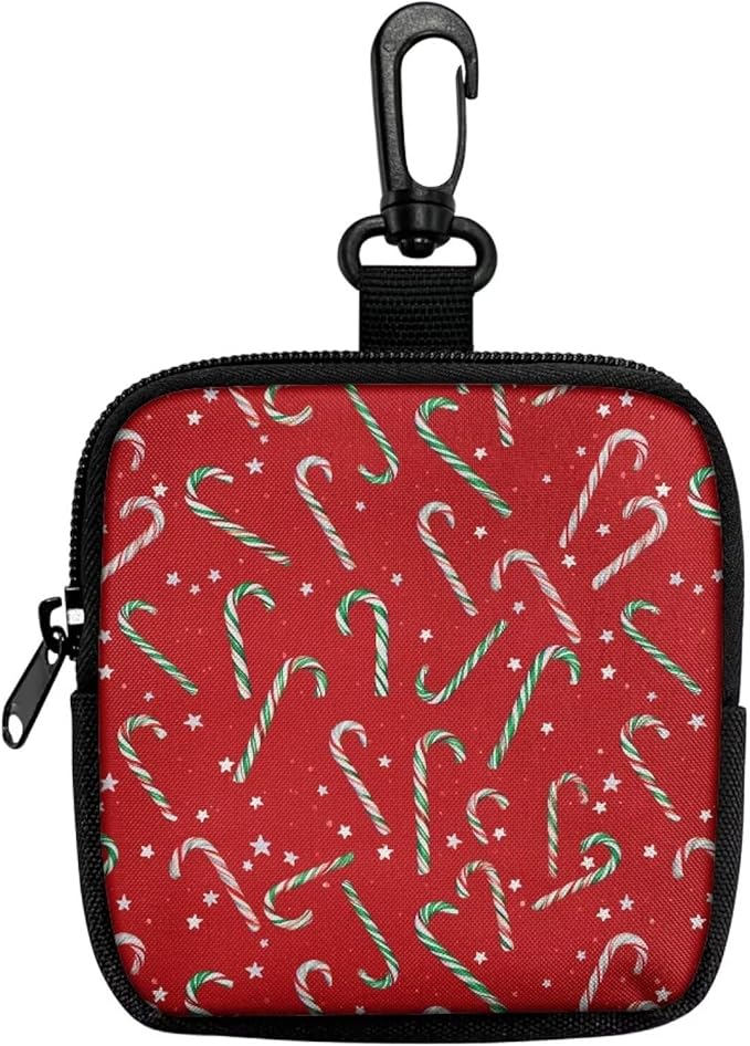KEIAHUAN Christmas Dog Treat Bags Candy Cane Print Pet Treat Pouch for Training Small Portable Dogs Walking Bag Holder for Kibbles Pet Food Toy Puppy Trainner Essentials Supplies