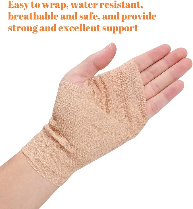 48 Rolls Self Adhesive Bandage Wrap, Vet Wrap 2 Inch for Horses Dogs Wounds Care, Self Sticking Elastic Bandage Wrap Tape for Wrist, Ankle, Sports, Tatto (Brown)