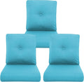 Outdoor Chair Cushions 3 Packs - Outside High Back Thick Water-Resistant Cushion 22x24 with Zipper Cover for Patio Glider Rocking Chairs Loveseat Couch – Teal/Buckle