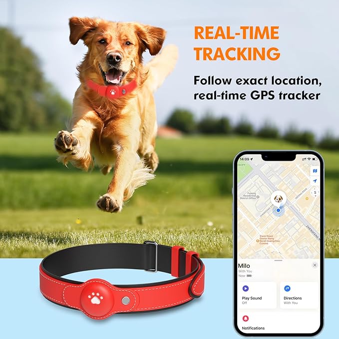 BONSO 2-in-1 GPS Tracker for Dogs: Smart Collar with Real-Time Location, No Monthly Fee, Unlimited Range (iOS Only) GPS Tracker Dog Collar- Ideal for Small, Medium Large Dogs(Tracker Included)