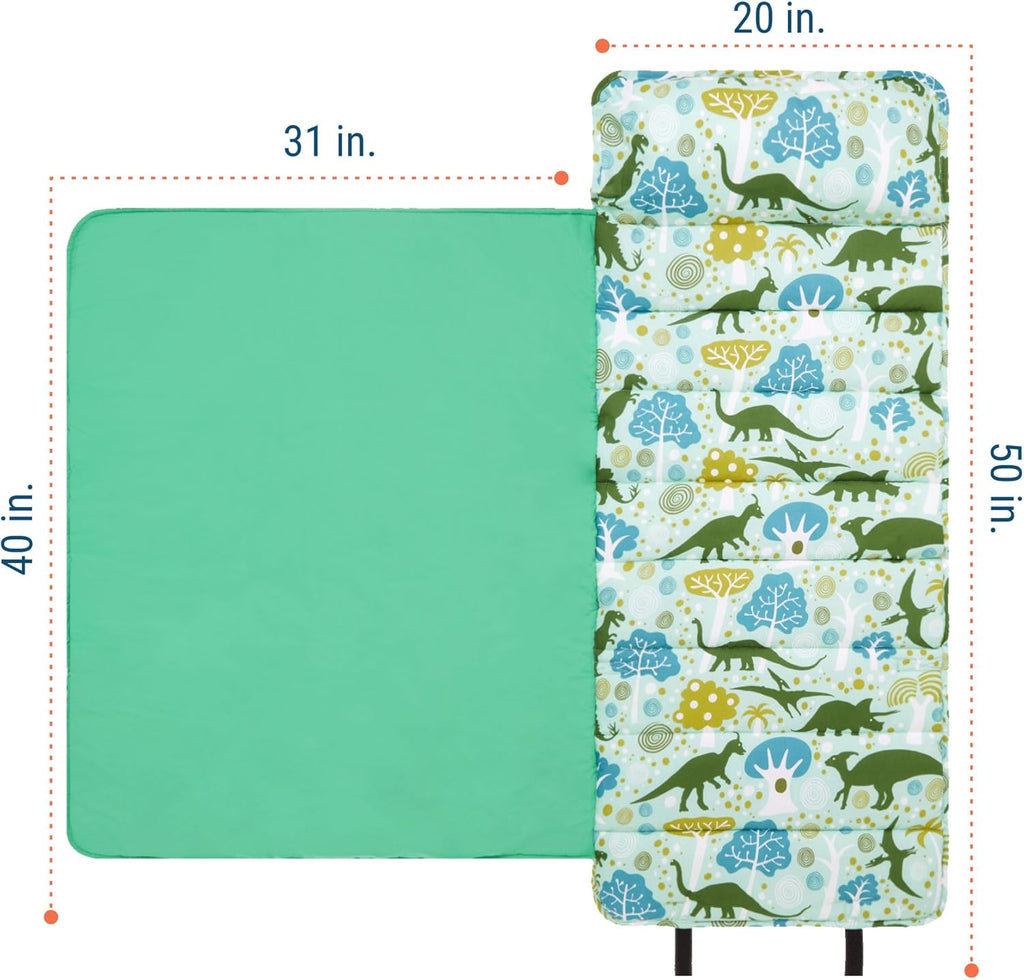 Wildkin Kids Original Nap Mat – Cozy Kids Sleep Mat with Pillow, Ideal for School & Travel - Dinomite Dinosaurs
