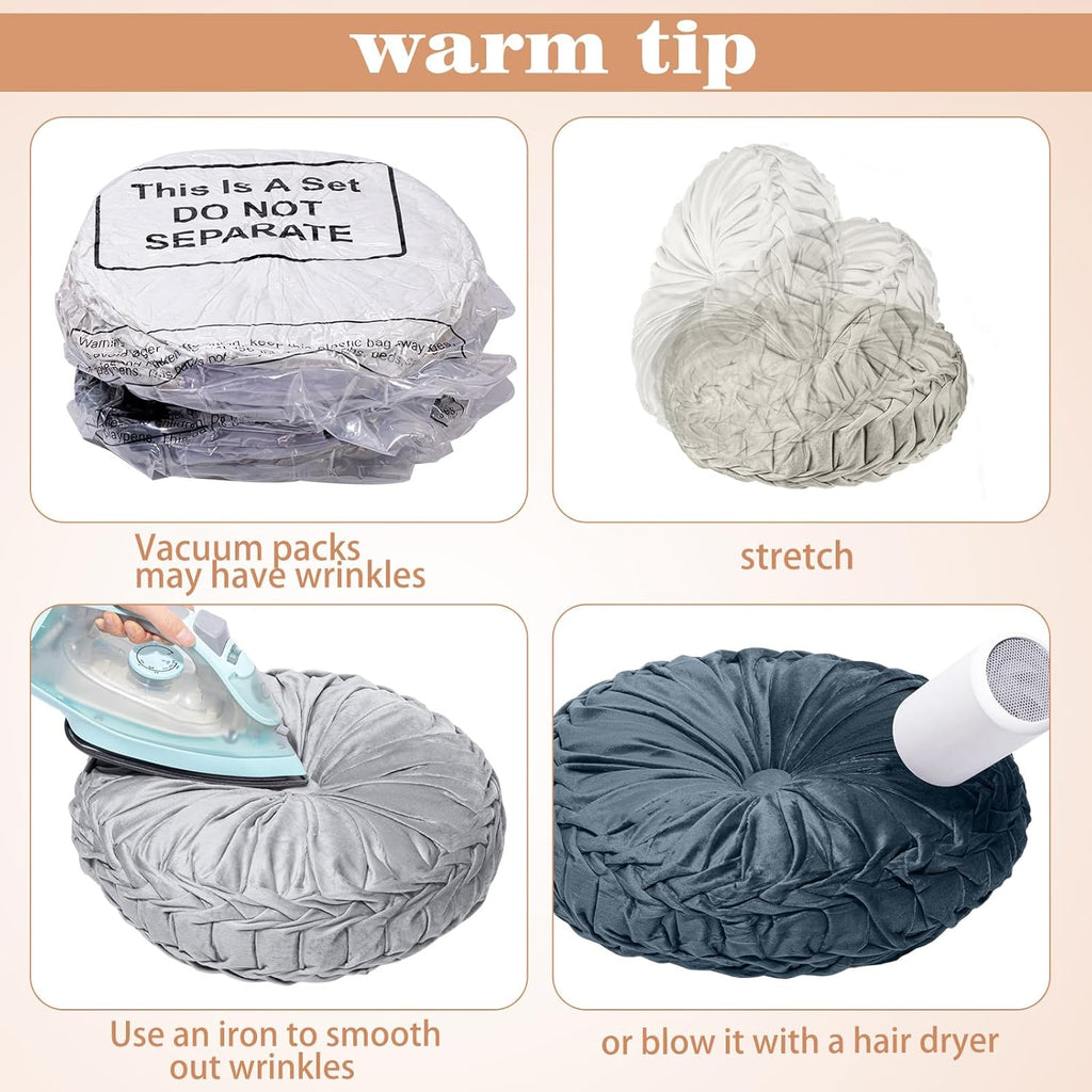 Yerliker 6 Pcs Floor Pillow Cushions 15inch Round Velvet Throw Pillows Colorful Flexible Cushions Alternative Pillows for Couch Chair Living Room Bedroom Home Office Decor(Black and White Color)