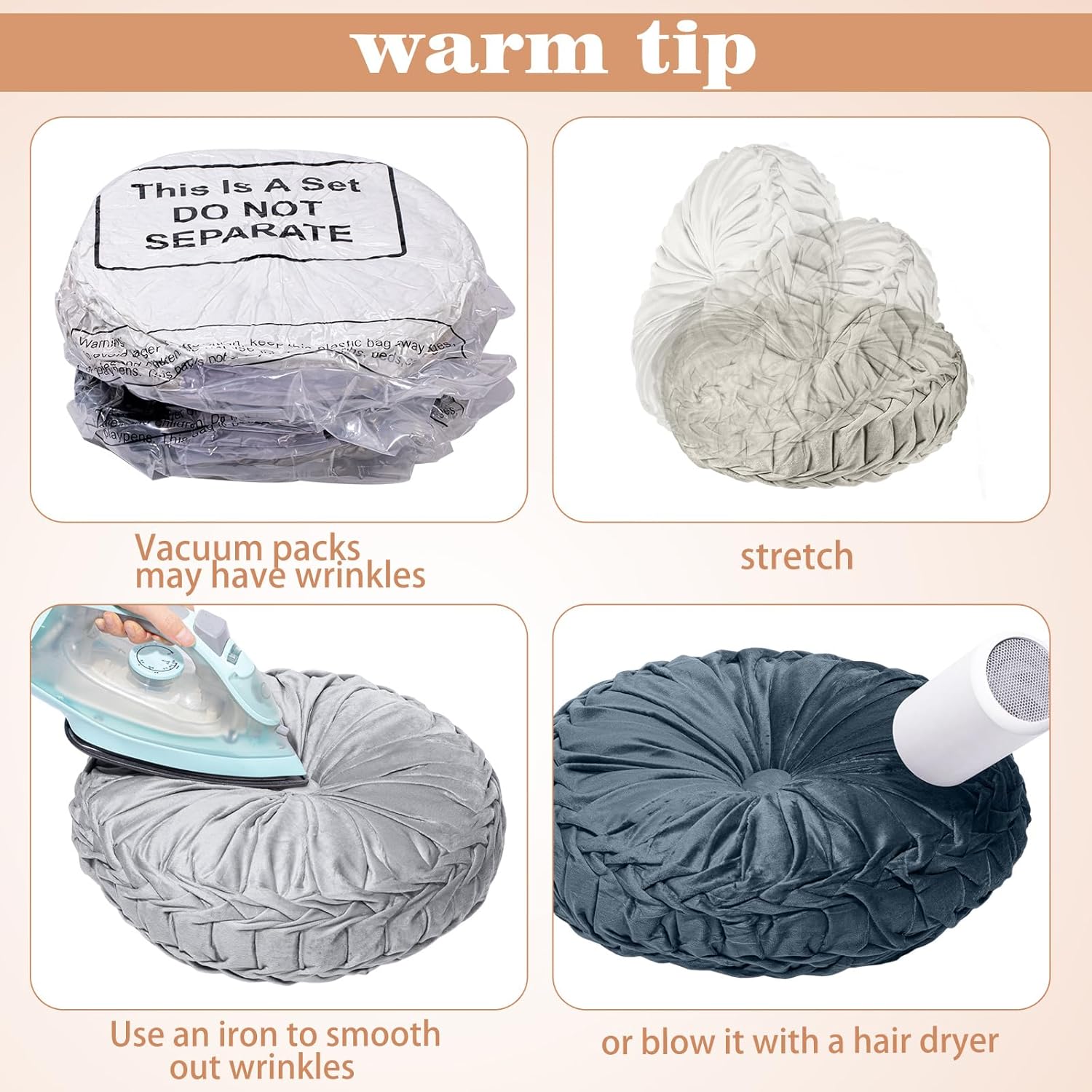 Yerliker 6 Pcs Floor Pillow Cushions 15inch Round Velvet Throw Pillows Colorful Flexible Cushions Alternative Pillows for Couch Chair Living Room Bedroom Home Office Decor(Black and White Color)