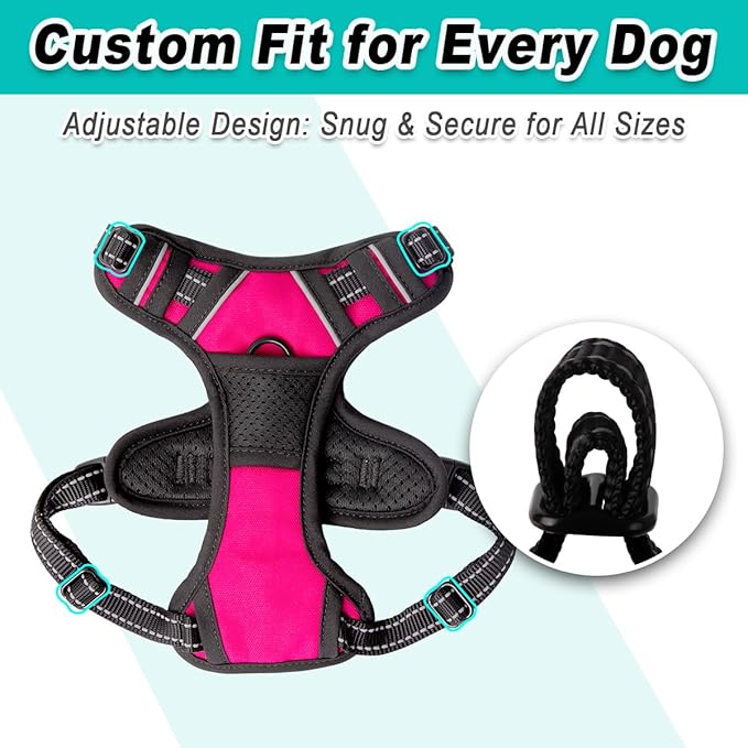 BARKBAY Dog Harness No Pull for Small Dogs - Adjustable, Reflective, Comfortable, No Choke, Heavy-Duty - Perfect for Outdoor Training, Walking, and Hiking - Strong & Durable - XS & Pink